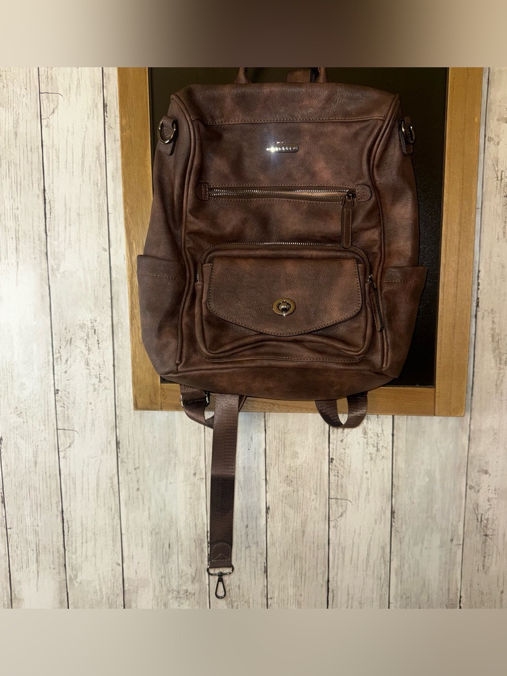 CLUCI Backpack Brown Zip Closure Shoulder Strap Lined Classic Casual